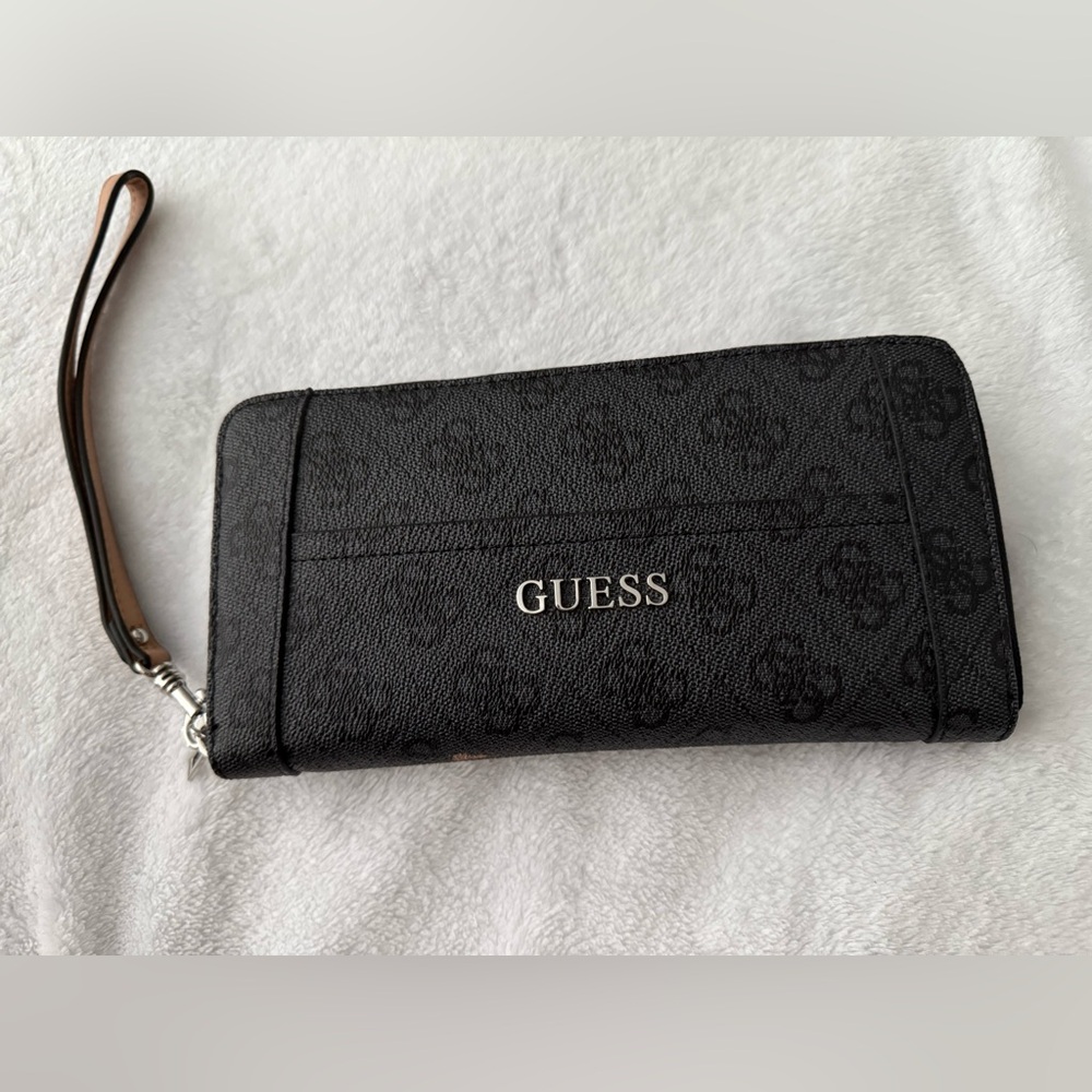 GUESS Black Logo Wristlet
